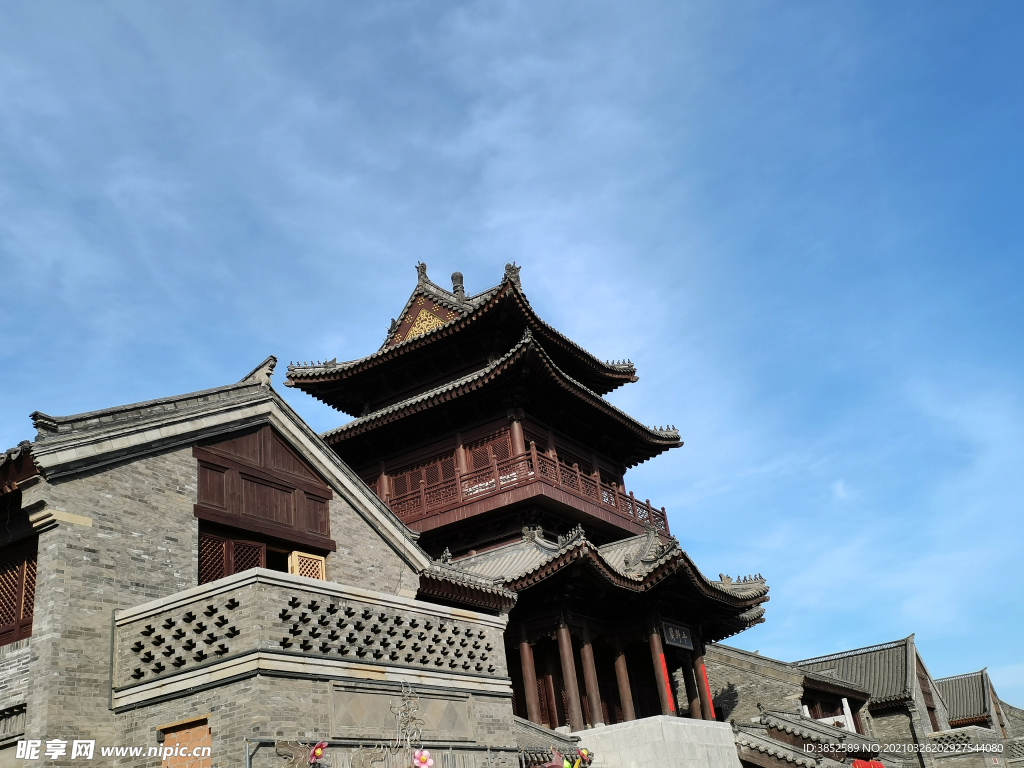 中式传统仿古历史老建筑古城