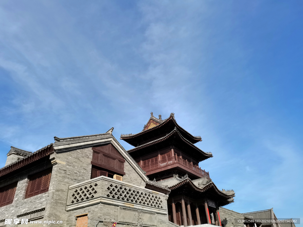 中式传统仿古历史老建筑古城