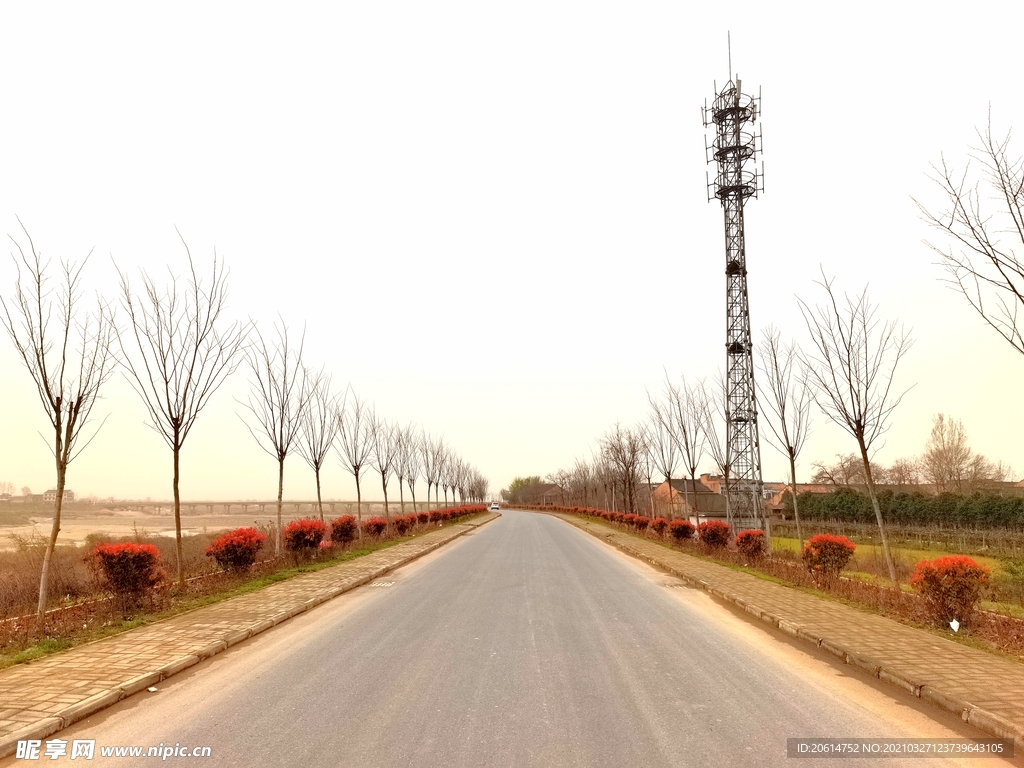 空荡荡的乡村道路风景