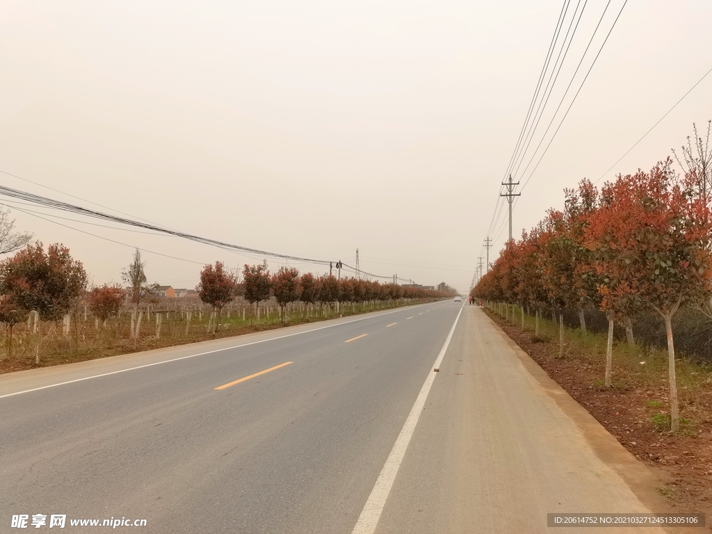 空荡荡的乡村道路风景