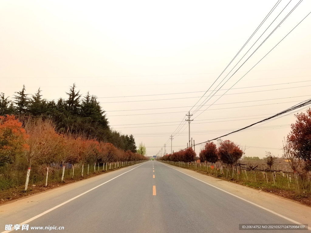 空荡荡的乡村道路风景