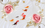 3D立体玫瑰花背景墙