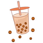 卡通珍珠奶茶矢量免抠图案