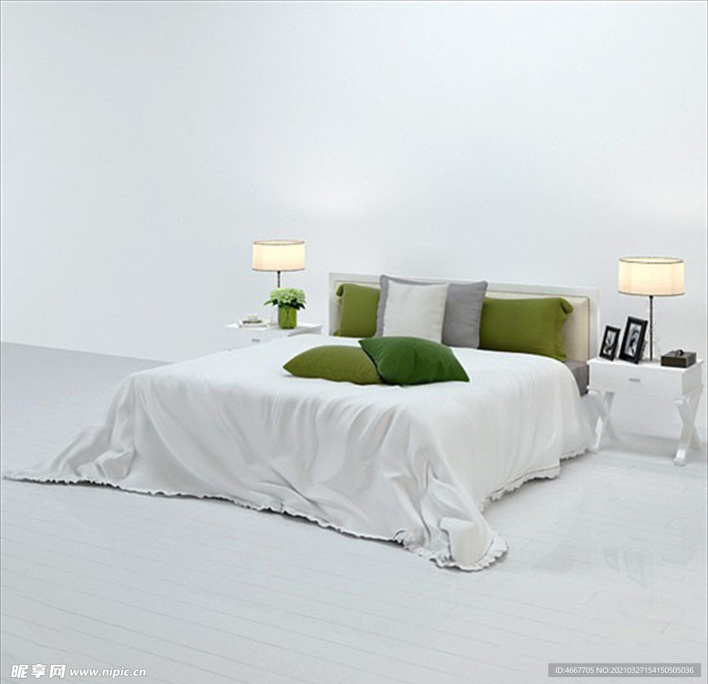 卧室床模型 双人床模型