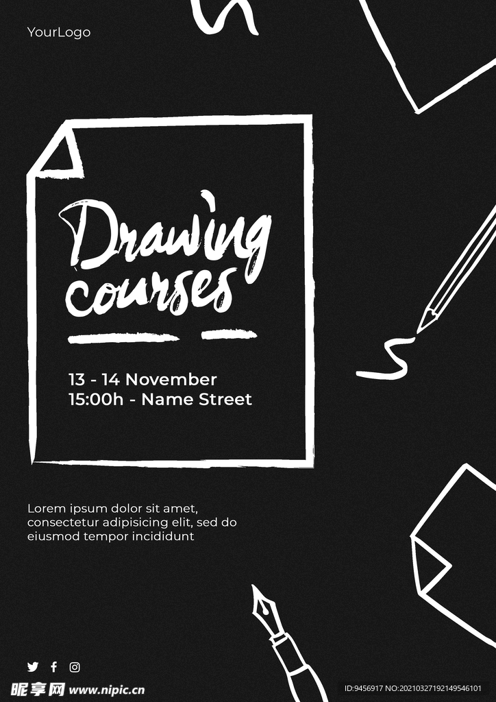 黑白设计元素插画