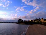 海滨小镇夕阳风光