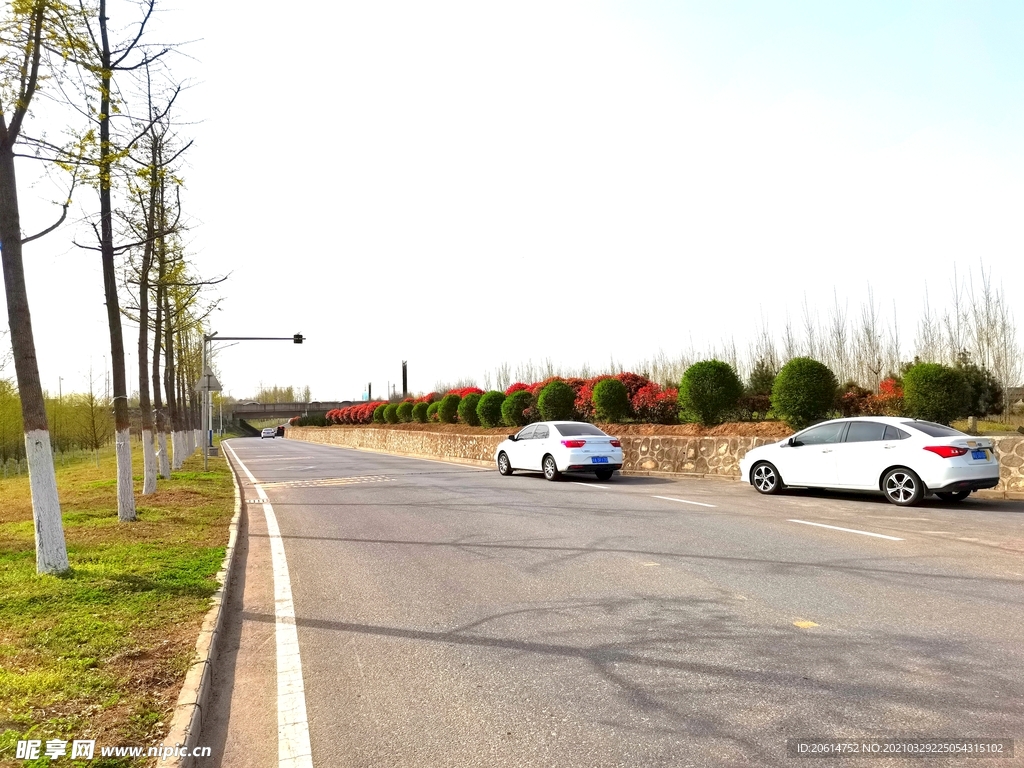 蓝天下的乡村道路风景