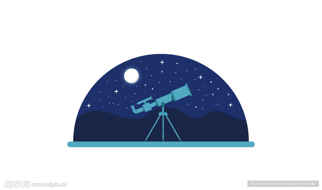 AI星空望远镜插画