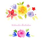 清新水彩花卉矢量