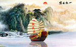 一帆风顺背景墙