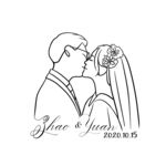 结婚新人线条LOGO