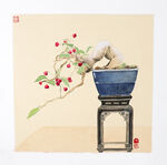 国画 蓝色盆栽绘画步骤分享