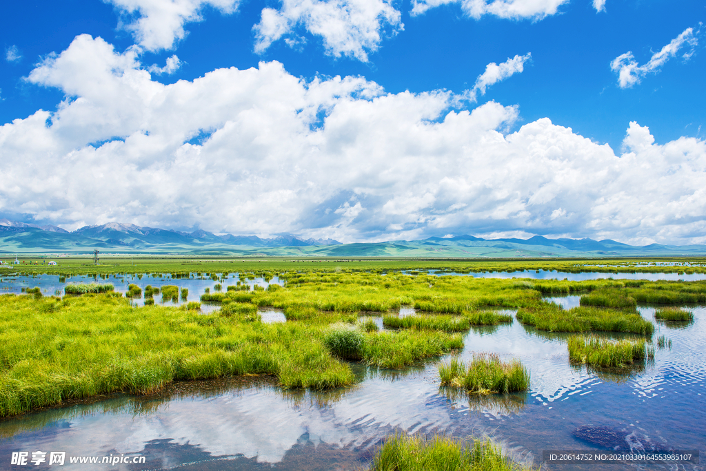 蓝天下的河道美景