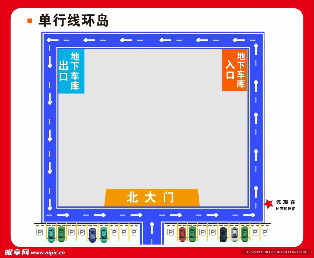 单行线环岛图