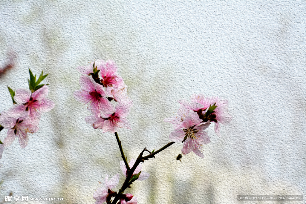 春日桃花油画肌理效果