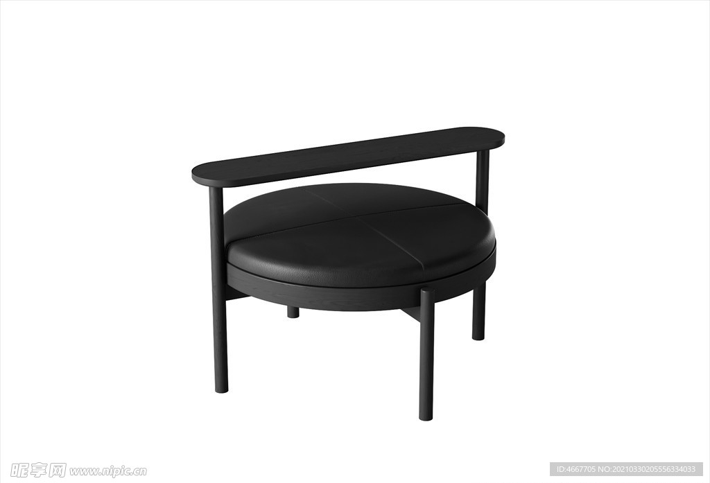 3D凳子模型 皮墩家具
