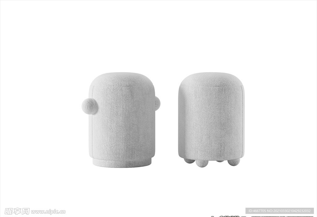 3D凳子模型 皮墩家具    