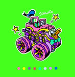 插画唐老鸭皮卡车汽车
