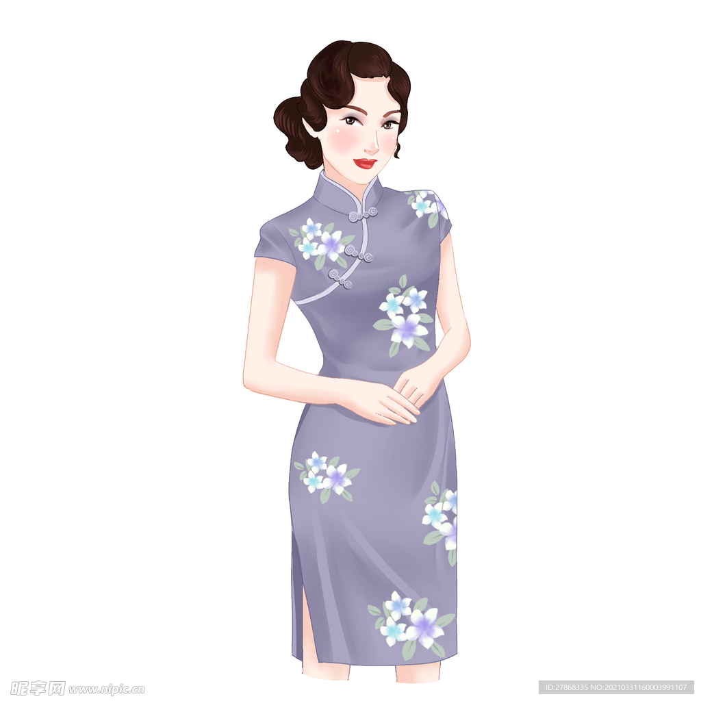 手绘旗袍美女