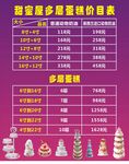 蛋糕店价目表
