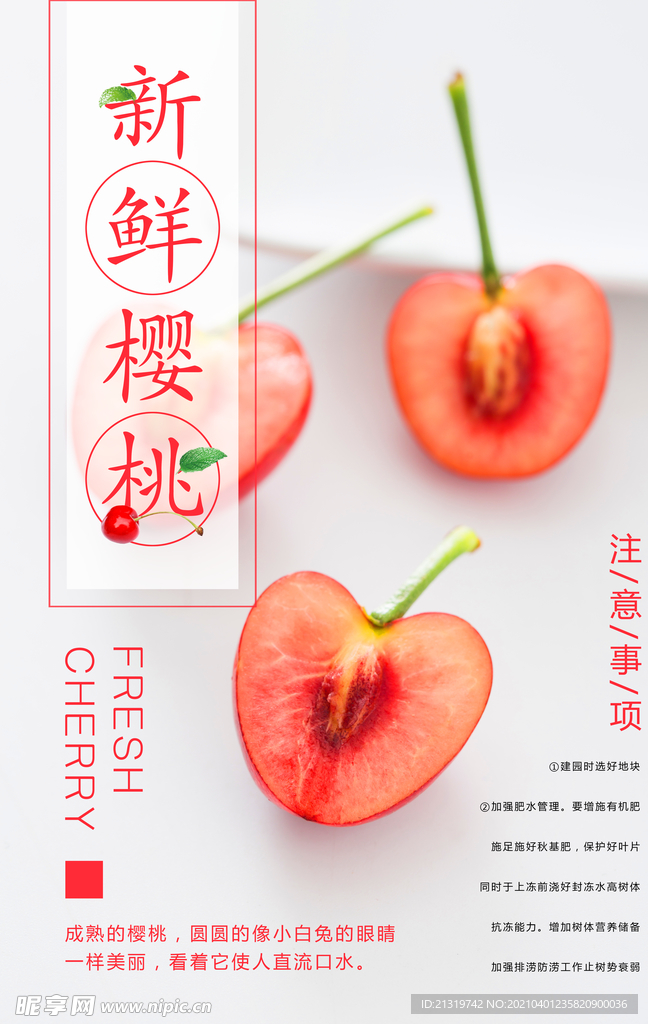 新鲜樱桃水果海报图片