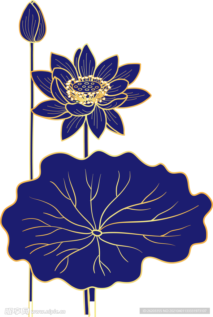 蓝金色纤维莲花廉洁
