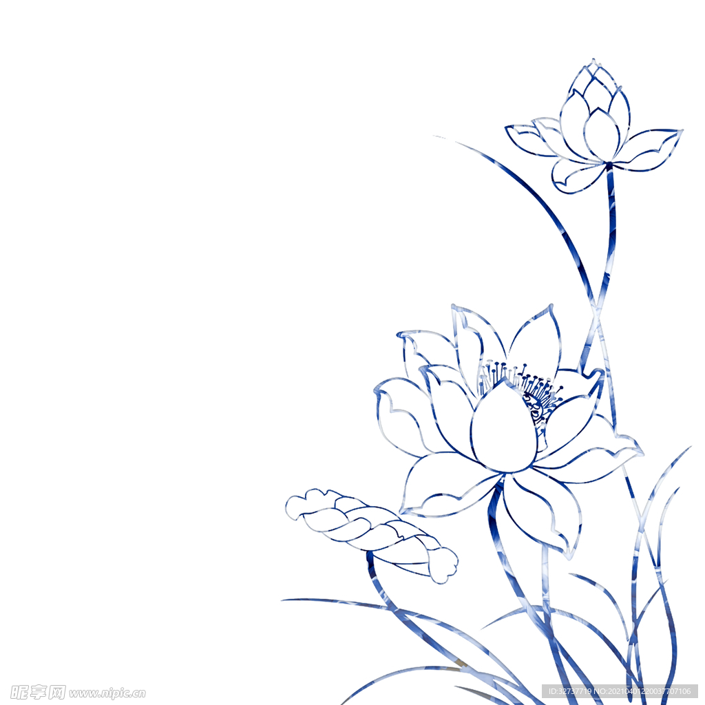 卡通装饰青花元素