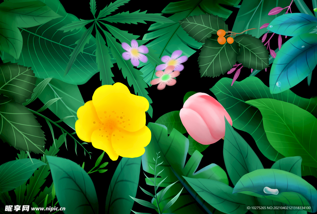 花卉插画背景素材图