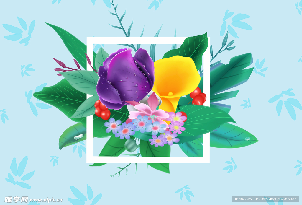 花卉插画背景素材图