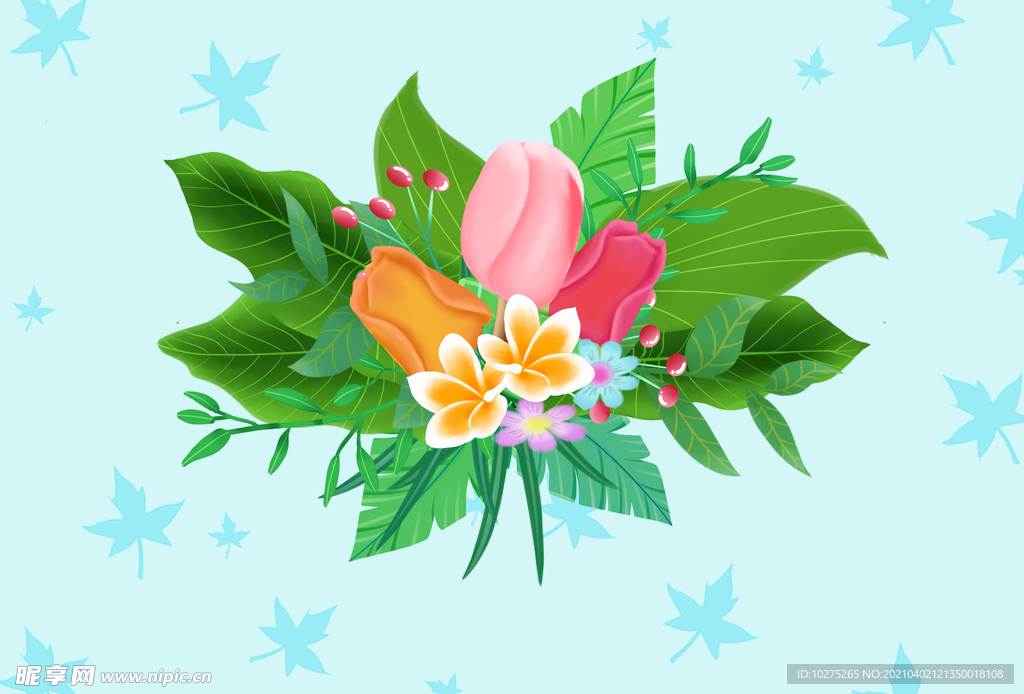 花卉插画背景素材图