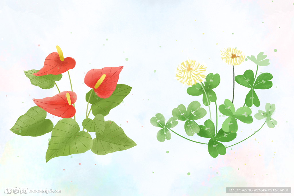 花卉插画背景素材图