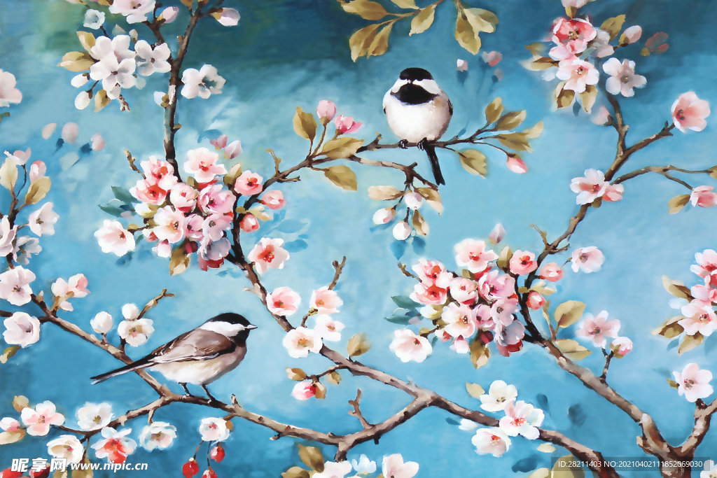 装饰画 花鸟画 新背景墙 瓷砖