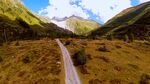 航拍远山峡谷间高速公路