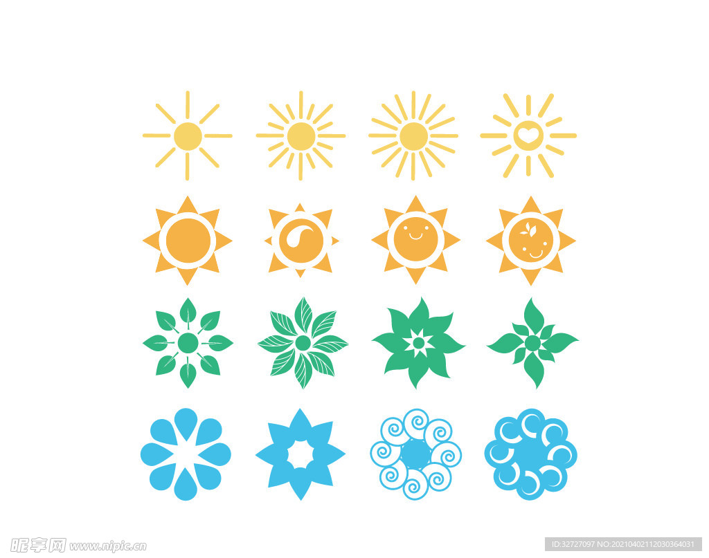太阳矢量图图标徽标模板设计