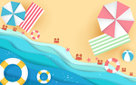 夏日 手绘 海边 插画 沙滩