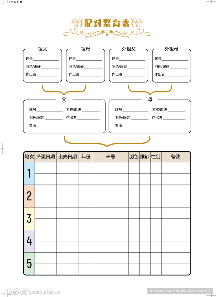 配对繁育表