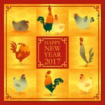 鸡新年贺卡矢量