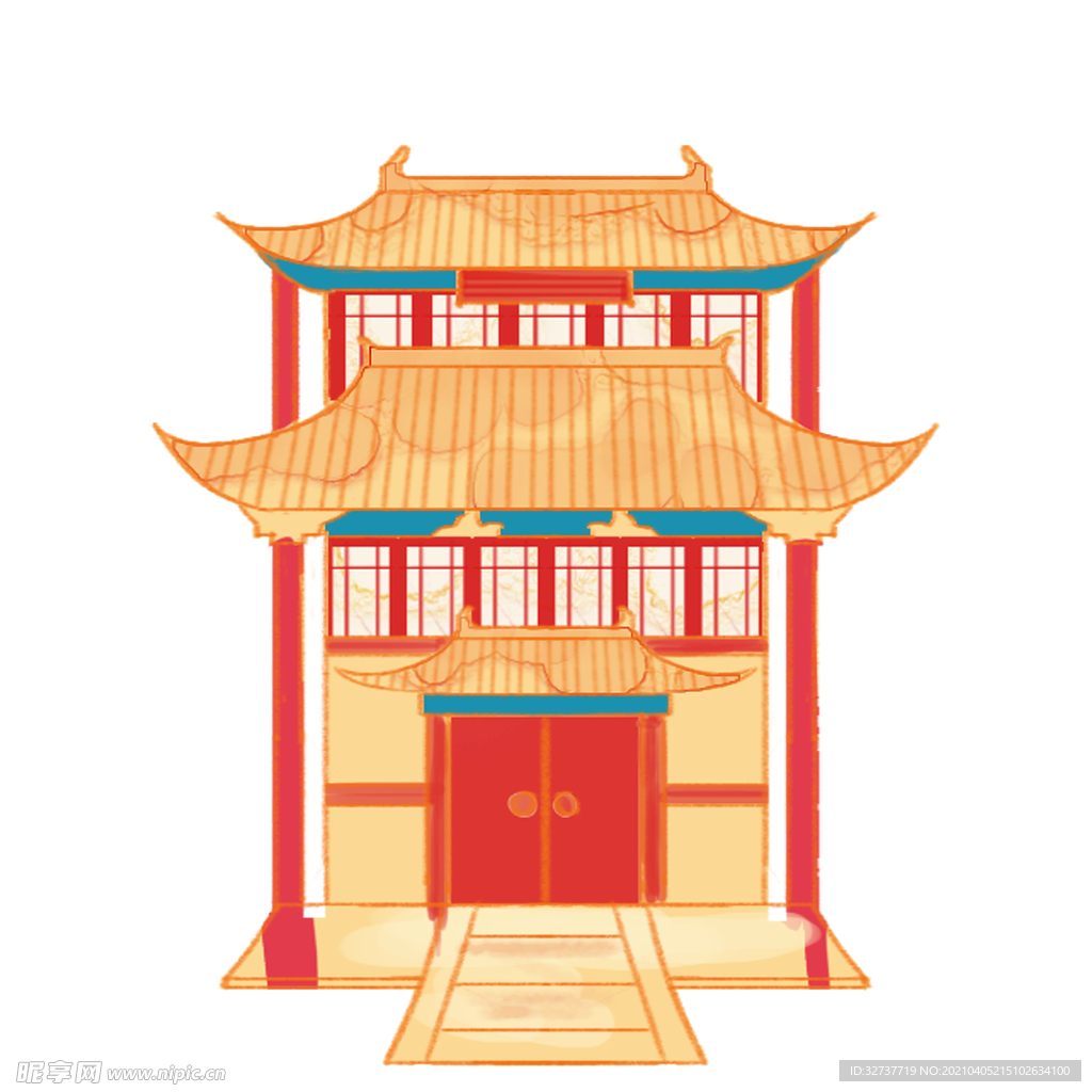 古代楼阁装饰楼宇元素