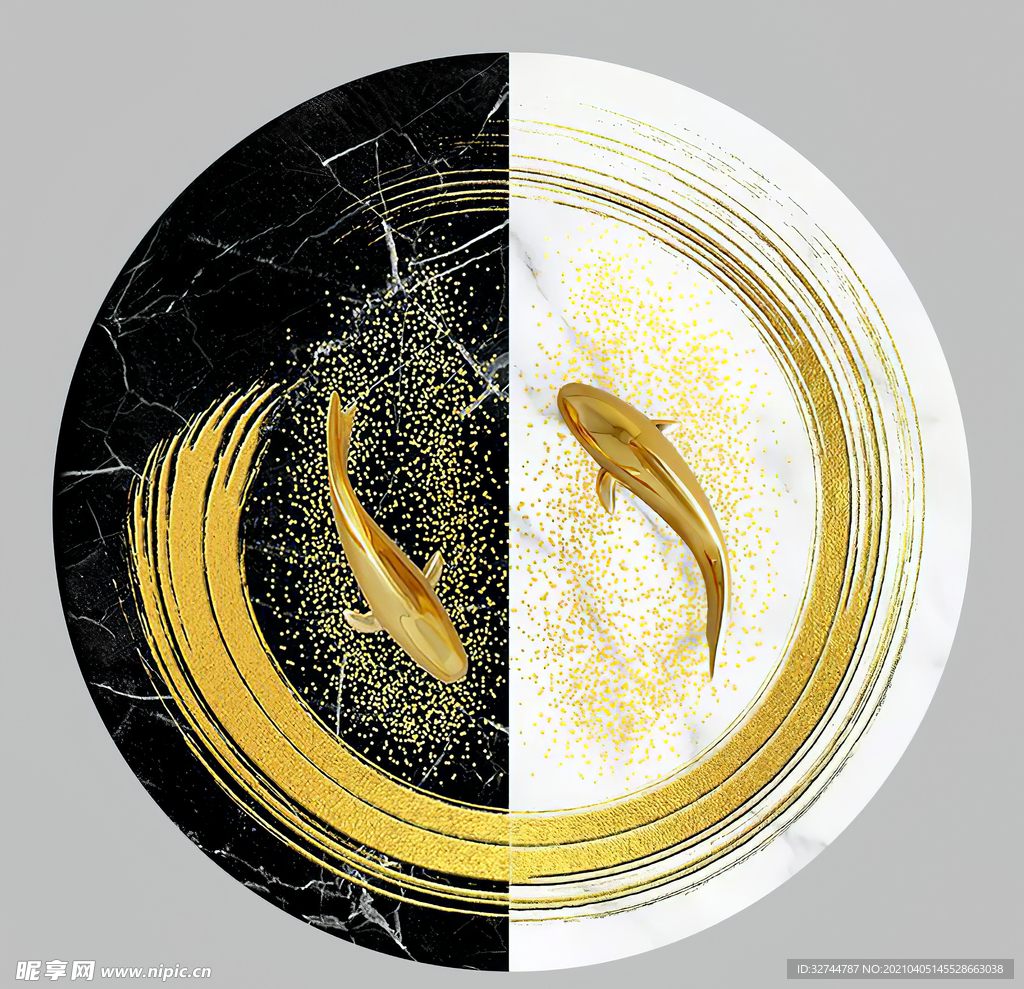 金鱼圆形装饰画
