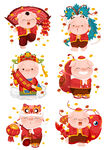 猪年动物猪卡通可爱插画形象合集