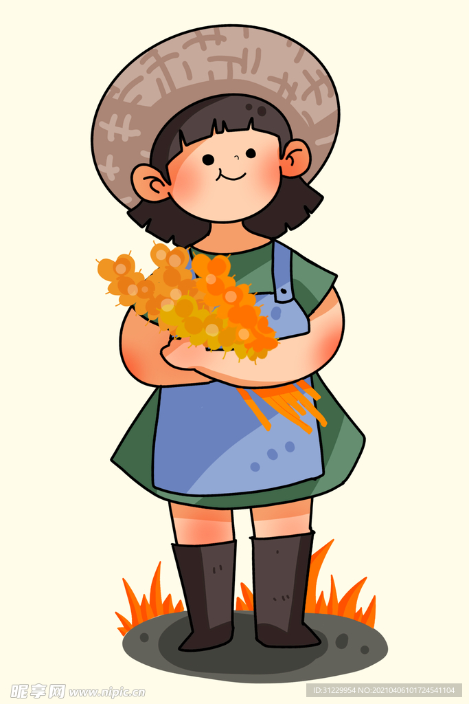 抱着谷物的女孩