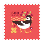 小鸟红色邮票