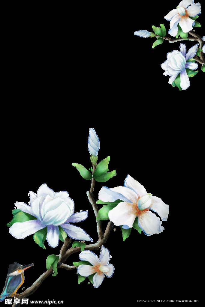 国画唯美栀子花
