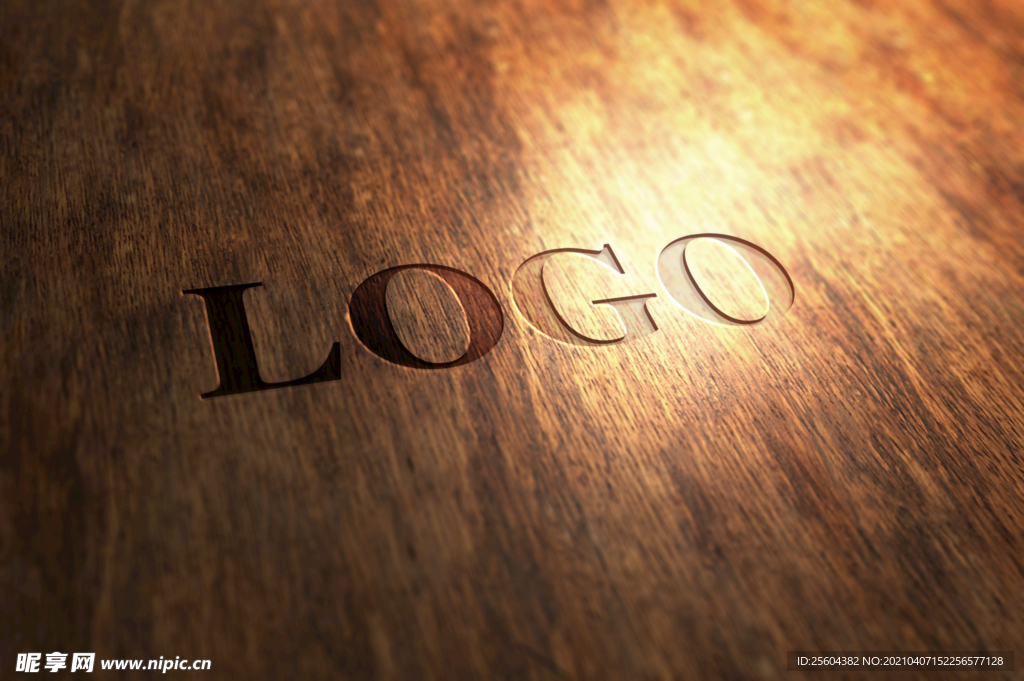 木质地板桌子阳光logo样机