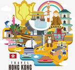 手绘香港景色