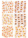 手绘卡通感恩节南瓜火鸡食物底纹