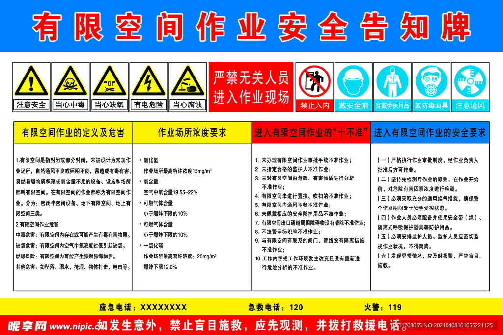 有限空间作业安全告知牌