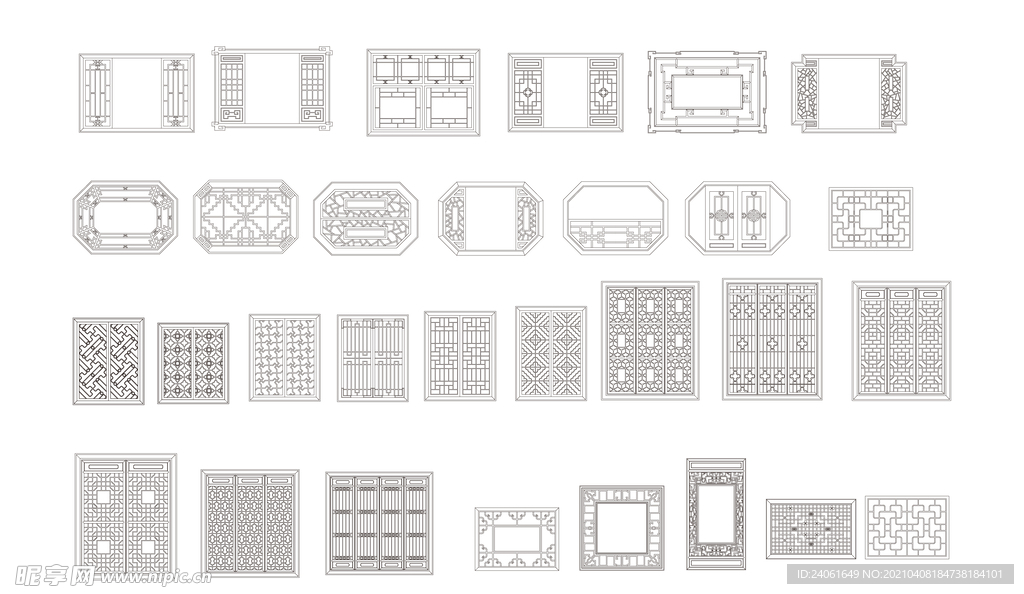 中式窗户矢量图