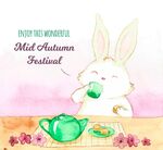 中秋节饮茶兔子