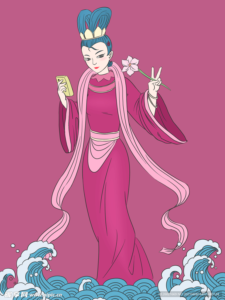 国潮美女插画